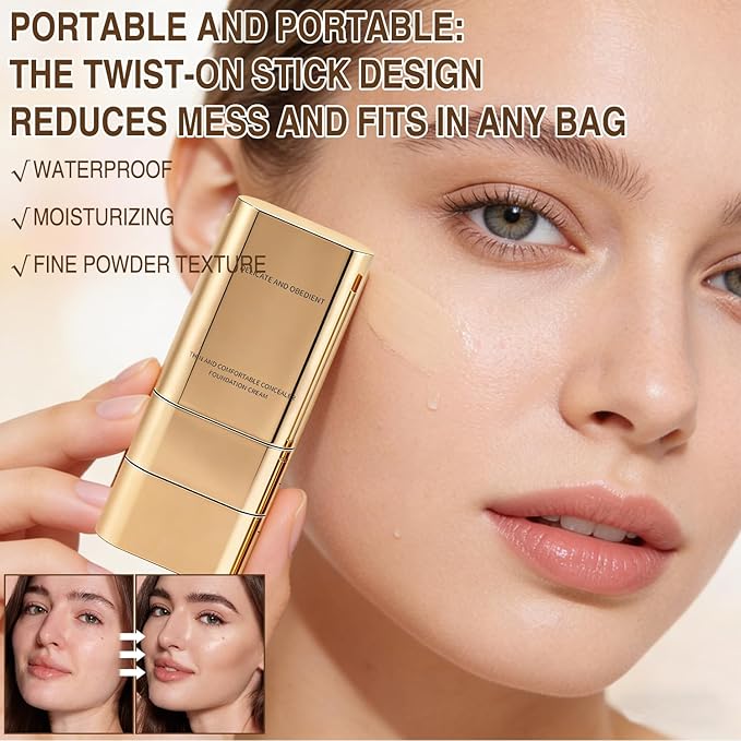 2PCS Luminous Dual-Ended Concealer Foundation Stick, Foundation Stick Korean 3 in 1, Multi-use Double Head Foundations Make up Sticks, Sweat-Proof for All Skin Types (#02 Natural Color)