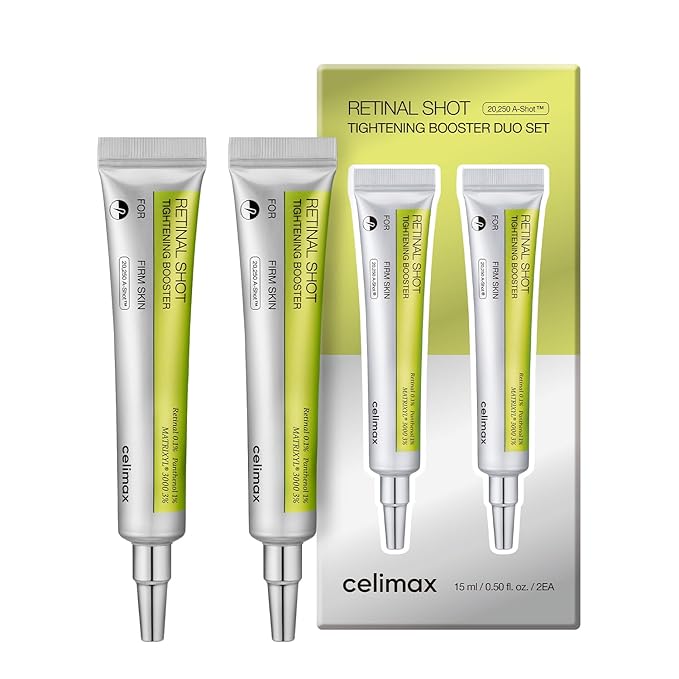 celimax The Vita A Retinal Shot Tightening Booster | 0.1% Retinal, 3% Matryxyl, High-Strength Retinoid for Anti-Aging, Pore Minimizer, Wrinkles & Fine Lines, Firmer Skin, Gift Set (Duo Set 15mlx2)