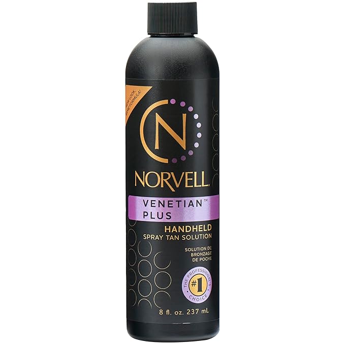 Norvell Premium Spray Tan Solution Venetian Plus 8 fl oz – Professional Sunless Tanning Formula for Deep Natural Bronze Glow, Streak-Free, Fast-Drying, Long-Lasting Color