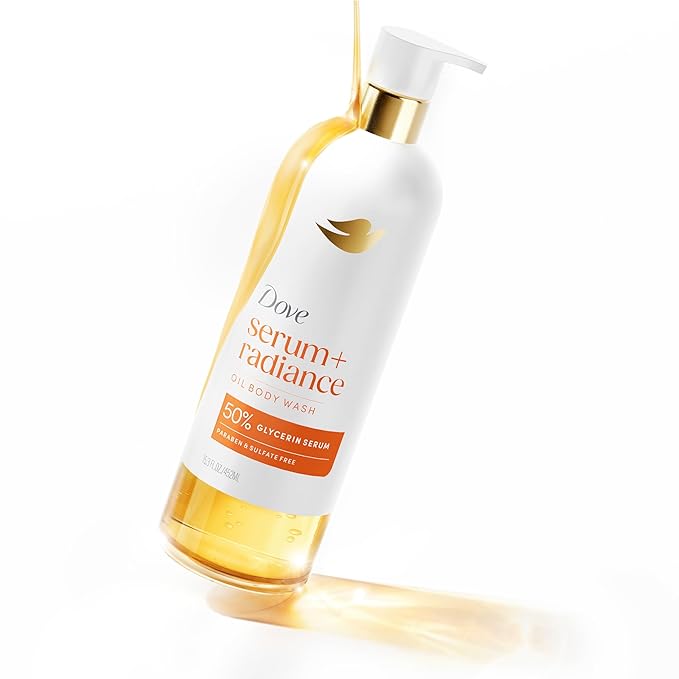 Dove Serum+ Shower Oil Body Wash with Jojoba & Monoi Flower Oils, Radiance Hydrating Cleanser, 15.3 fl oz