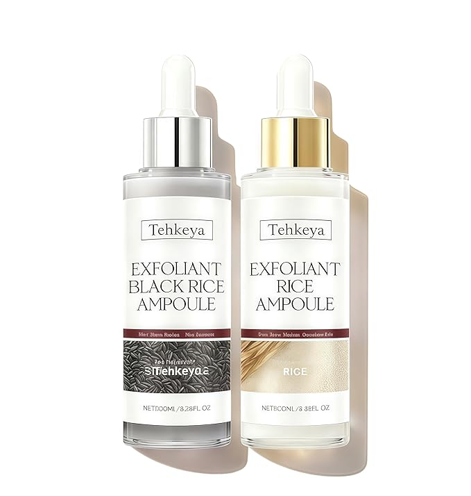 Peel Shot Glow Rice Ampoule Duo - Black & White Rice Exfoliating Facial Serum for All Skin Types, Hydrating & Brightening Treatment, 3.38 Fl Oz