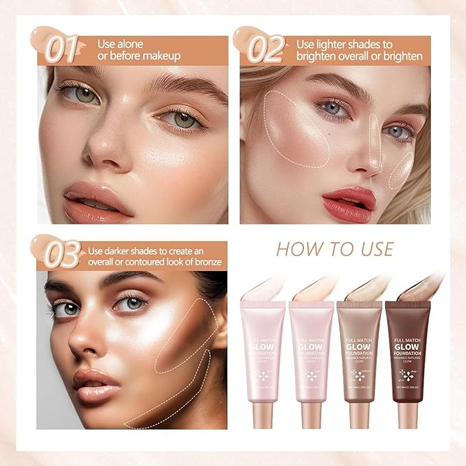 Skin-Nourishing All-in-1 BB Cream Foundation – Tinted Moisturiser & Skin Tint Concealer, Natural Luminous, Hydrating (#01)