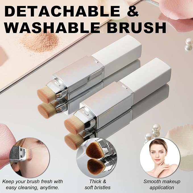 2pcs Blanc Cover Stick, Blanc Cover Cream Stick V White, Dual-Ended Full Coverage Color-Changing Korean Foundation V Sticks with Brush, Makeup Base for Flawless Look (Ivory White & Natural Color)