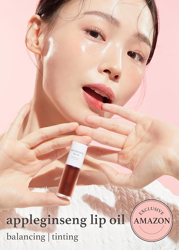 NOONI Korean Vegan Lip Oil - Applecranberry, 0.12 Fl Oz + Korean Lip Oil - Appleginseng, 0.12 Fl Oz Bundle