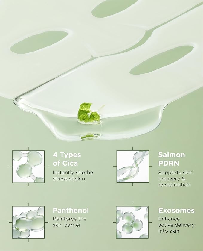 AROCELL Cica Hydrogel PDRN Mask 7 Facial Sheet with Panthenol & Centella Asiatica, Cooling Hydrogel Face Mask for Soothing Calming Sensitive Skin Korean Skincare | BSS Skincare Must-Have | 25gx7ea
