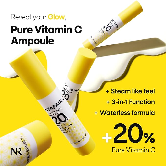 Nature Republic Vitapair C Glow Reveal Ampoule | Dark Spot Serum with Niacinamide, for Radiance & Dewy Glow Skin, Even-Looking Skin Tone, Korean Skincare, 24ml / 0.81 fl oz