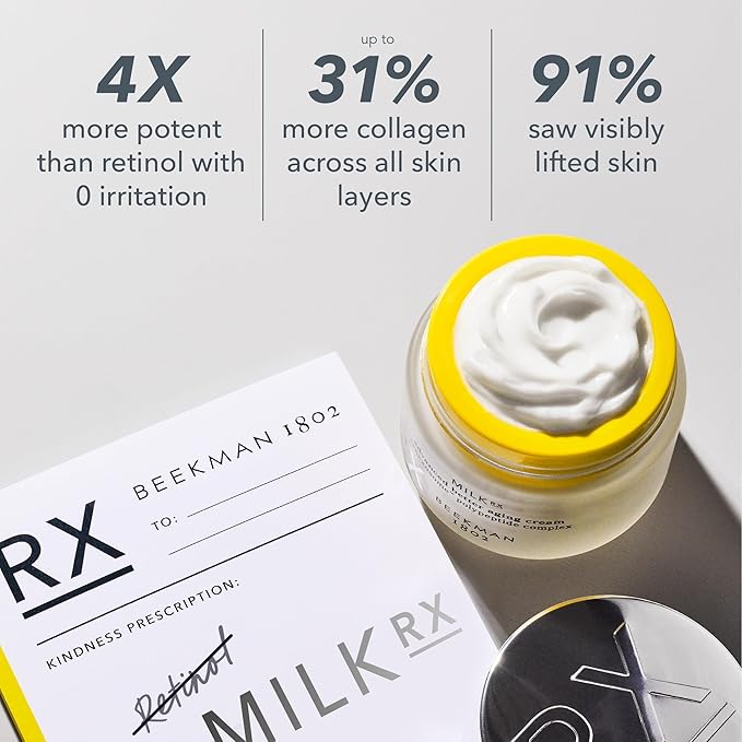 Beekman 1802 Milk RX Advanced Better Aging Cream (1.69 fl oz) + Milk Shake Hydrating Toner & Face Mist (2 oz) - Fragrance Free - Cruelty Free