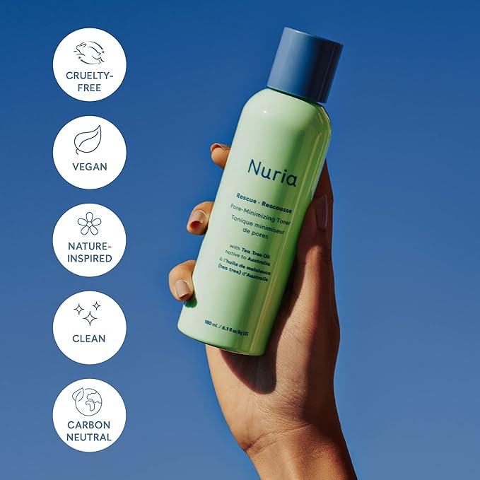 Nuria - Rescue Skin Toner for Face Pore Minimizer, Tea Tree Toner with Pure Witch Hazel Extract, Horsetail and Rosemary, 180mL/6.1 fl oz