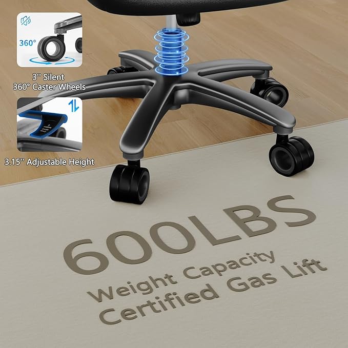 Big and Tall Office Chair with 5D Arms, 600lbs Fabric & PU Leather Heavy Duty Desk Chair, Adjustable Lumbar Support & Height, Tilt Function, High Back Ergonomic Executive Computer Chair