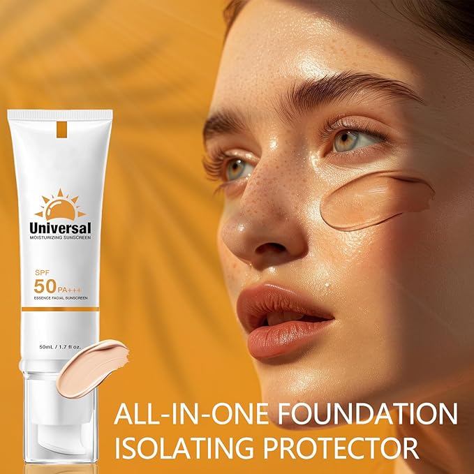 2Pcs Tinted Sunscreen for Face SPF 50, Universal Tinted Moisturizer SPF50 PA+++, Protector Solar Con Color, Hydrating Sun Essence Face Sunscreen, Non-Sticky, Long Lasting Protection, sunscreen Against