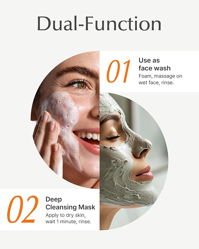 Deep Cleanse & Exfoliate Set - Pore Cleanser, 2-in-1 Korean Face Mask, Korean Skincare Gentle Exfoliating Cleanser. Rice Nuruk Extract, PHA, Melting Ceramide