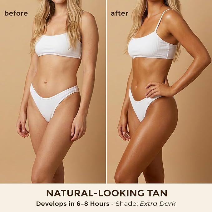 Self Tanner Mousse - USA Made with Natural & Organic Ingredients, Self Tanning Mousse Foam for Ultra Dark Fake Tan, Non Toxic Sunless Tanner for Darkest Streak Free Finish & Natural Looking Tan