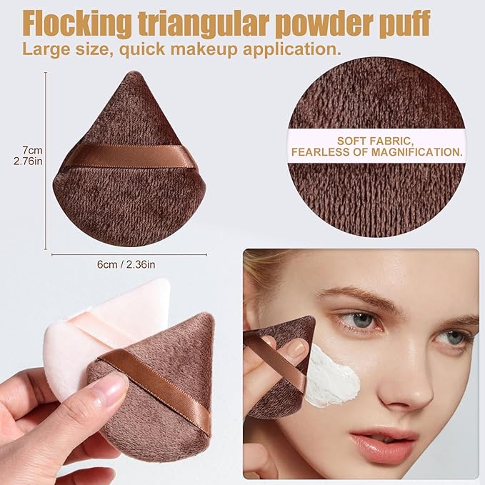 BS-MALL 21 Pcs Professional makeup brush set with foundation brush for liquid Makeup, eyeshadow Brush, concealer brush - Includes 6 Triangle Puffs & case for Even, Multi-purpose application (Golden)
