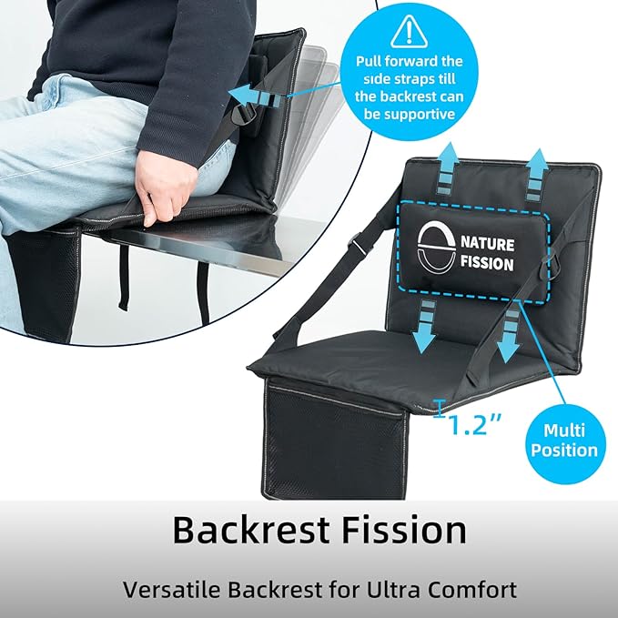 Stadium Seat with Back and Lumbar Support and Padded Cushion Foldable and Portable Perfect for Bleacher Chair in Sports Events and Camping Lawn Use