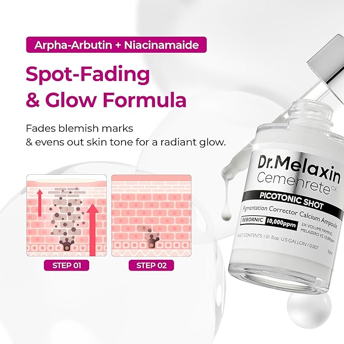 Dr.Melaxin Cemenrete Picotonic Shot Calcium Serum for Firming Density collagen serum Even Skin Tone & Skin Clarity Anti-aging Dark spot care 1.01 fl.oz.
