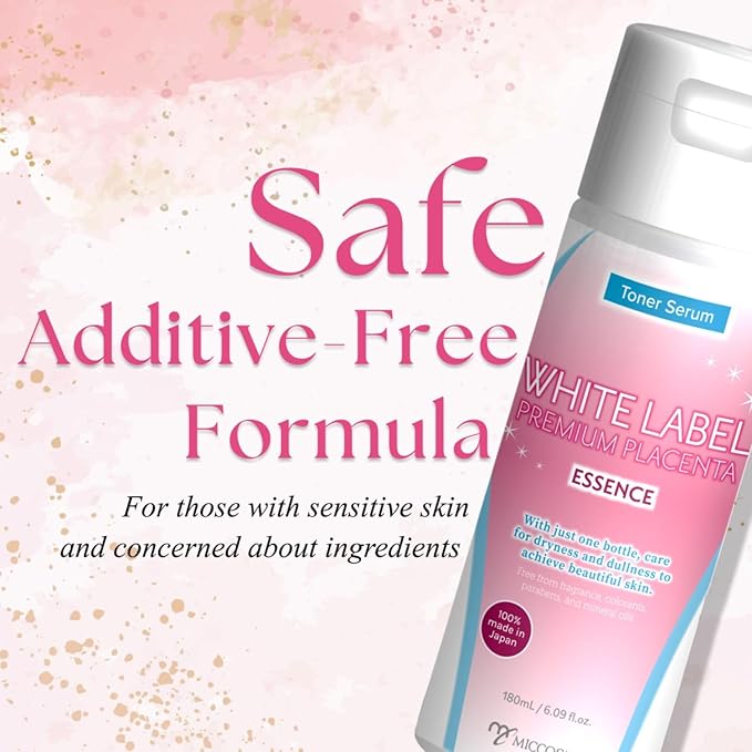 White Label Premium Placenta Essence 180ml – Moisturizing Beauty Lotion with 100% Japan-Made Placenta, Hydrating, Non-Sticky Formula for Smooth & Supple Skin – Fragrance-Free