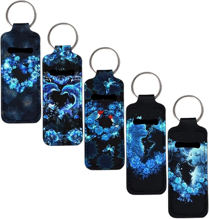 Pensura Chapstick Holder Keychain Fashion 5 Pcs Car Keychain Holder Portable Chapstick Holder Keep from Scratched and Dust