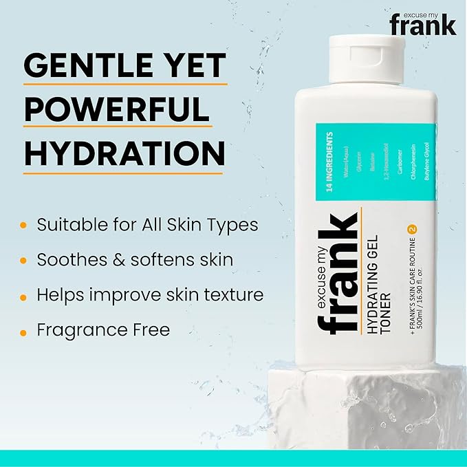 Excuse My Frank Hydrating Gel Toner – Korean Soothing Skincare, Refreshing Moisturizer for Face, Calming Skin, Hydrating, Gentle Facial Toner for Women, All Skin Types (2 Pack)