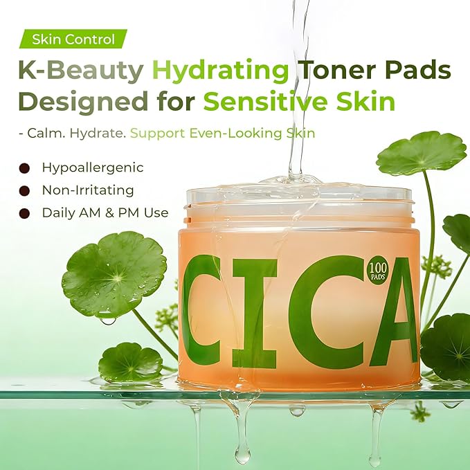 Korean Toner Pads for Face – Dark Spot Care Toning Pads with Snail Mucin, Niacinamide & Centella, Sensitive Skin, 100 Count