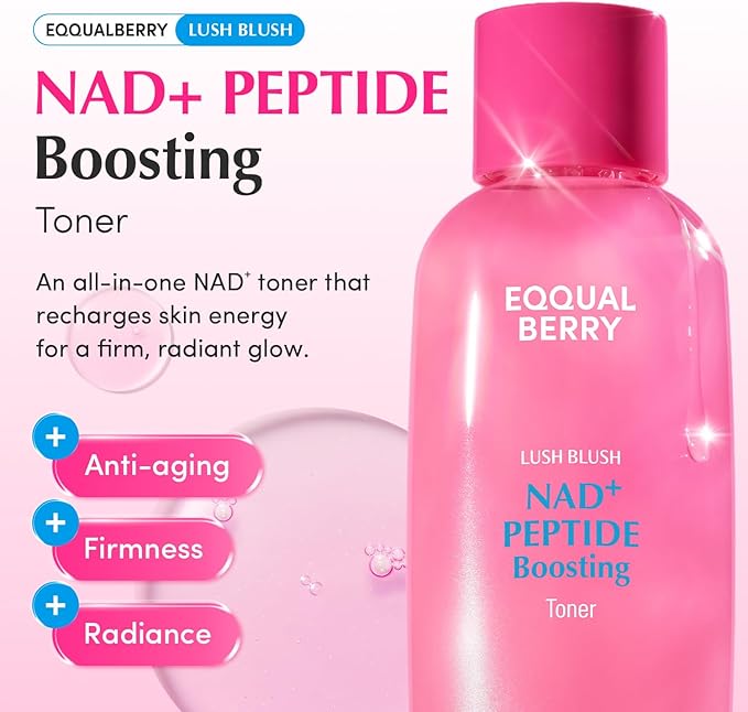 EQQUALBERRY NAD+ Peptide Boosting Toner – Radiance-Enhancing, Hydrating & Firming Toner for Dull Skin, Fine Lines & Wrinkles with Peptides & Ceramide – Anti-Aging Korean Skincare(5.07 fl.oz/150ml)