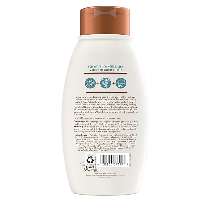 Aveeno Scalp Soothing Rose Water and Blend Conditioner, chamomile, 12 Fl Oz