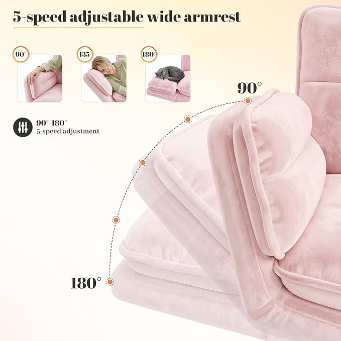 Criss Cross Chair with Wheels, Pink Desk Chair with Adjustable Armrests, Vanity Chair with Back for Bedroom, Makeup Room and Office Room