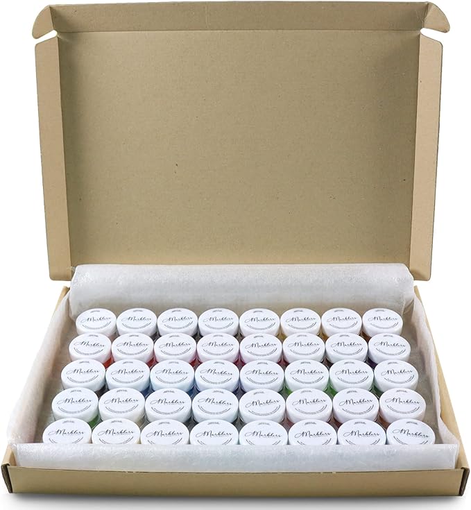 MARBLERS Mica Powder Colorant Set [40 Color Set] |Cosmetic Grade | Epoxy Resin Pigment | Dye | Non-Toxic, Vegan, Cruelty-Free | Lip Gloss, Nails, Body Butter, Bath Bomb, Candle & Soap Making