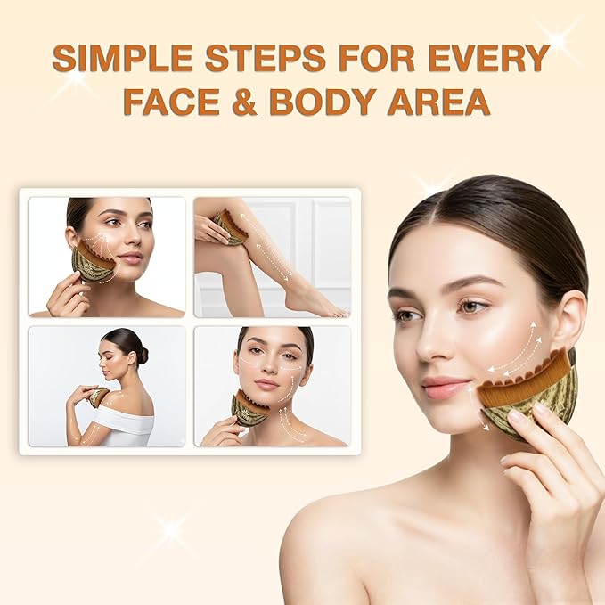 Lymphatic Contour Face Brush – Lymphatic Drainage Massager for Face, Chin & Jawline Sculpting, Dry Brushing Tool to Reduce Puffiness, Improve Circulation & Skin Glow