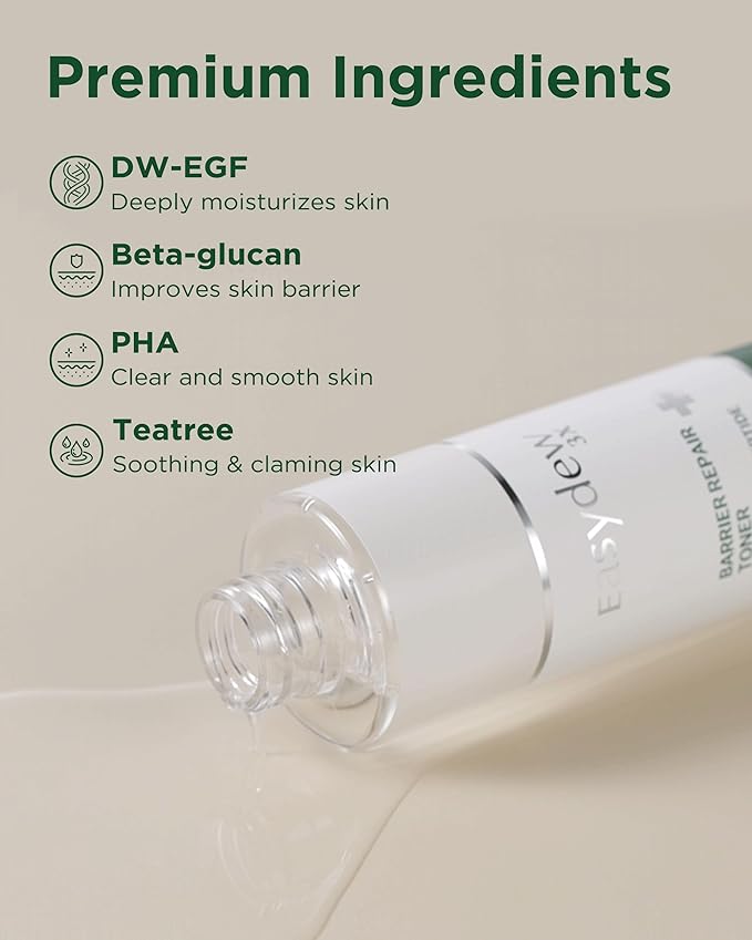 EASYDEW Barrier Repair Toner - PHA Face Toner for Smooth, Moisturized Skin - Ideal for Dry and Irritated Skin, 6.76 fl.oz