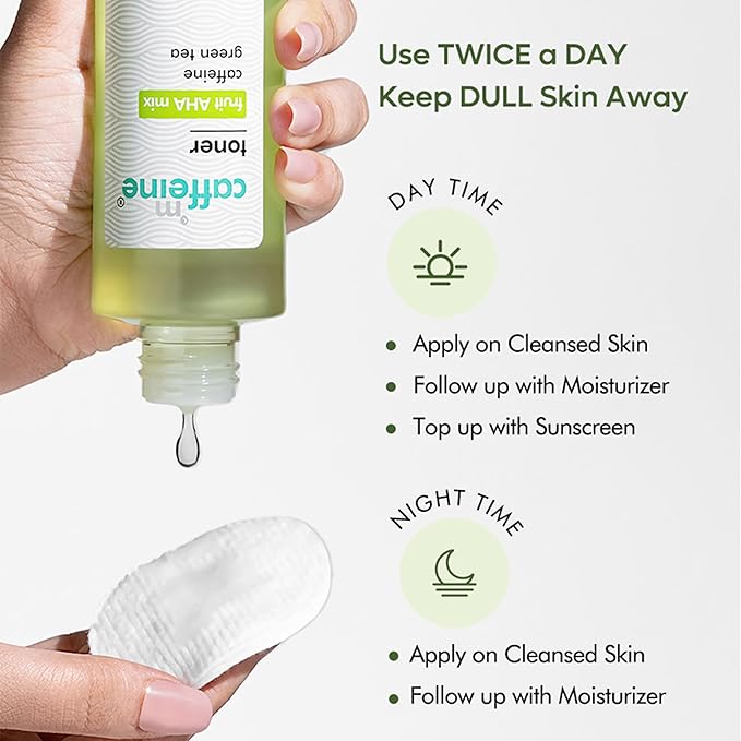 mCaffeine Toner with Fruit AHA Mix and Green Tea - Cooling Cucumber - Tightens Pores, Reduces Oil and Improves Skin Texture - Alcohol Free - 5.07 oz