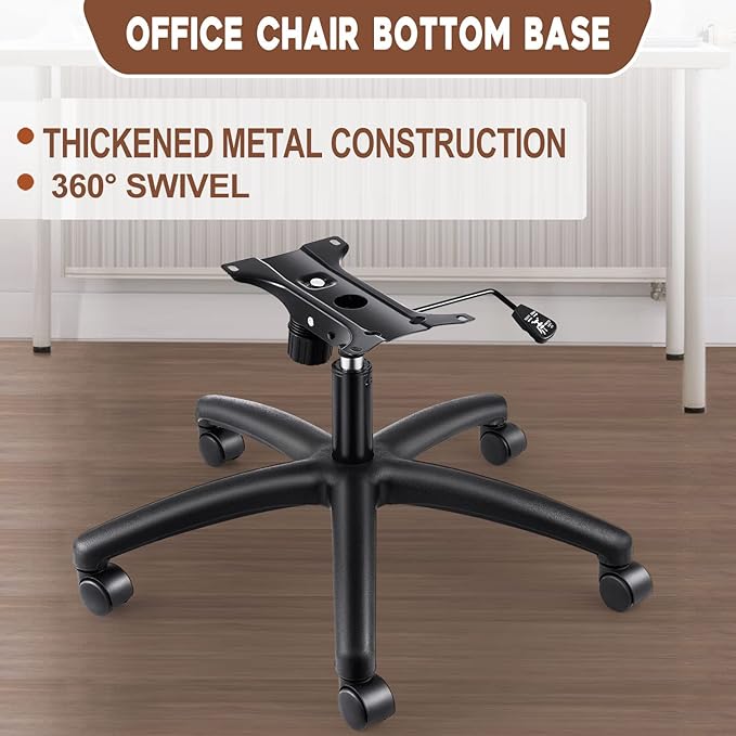 28" Swivel Chair Base Replacement, Office Chair Base, 350 Pounds Heavy Duty Gaming Chair Replacement Base with Bottom Plate Stand Cylinder and Casters