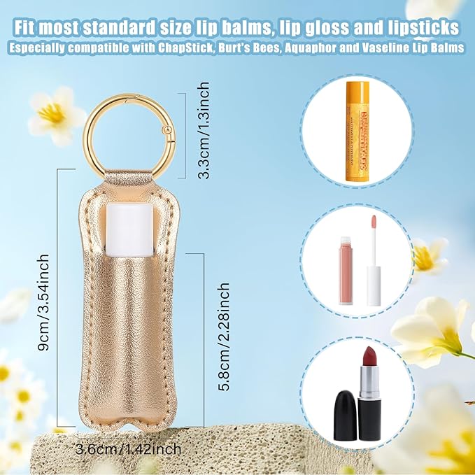 WK IEASON Lip Balm Holder for Chapstick Lipstick Sleeve Keychain,Small Christmas Gifts Stocking Stuffers for Teen Girls Women