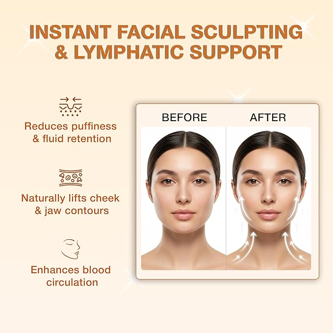 Lymphatic Contour Face Brush – Lymphatic Drainage Massager for Face, Chin & Jawline Sculpting, Dry Brushing Tool to Reduce Puffiness, Improve Circulation & Skin Glow