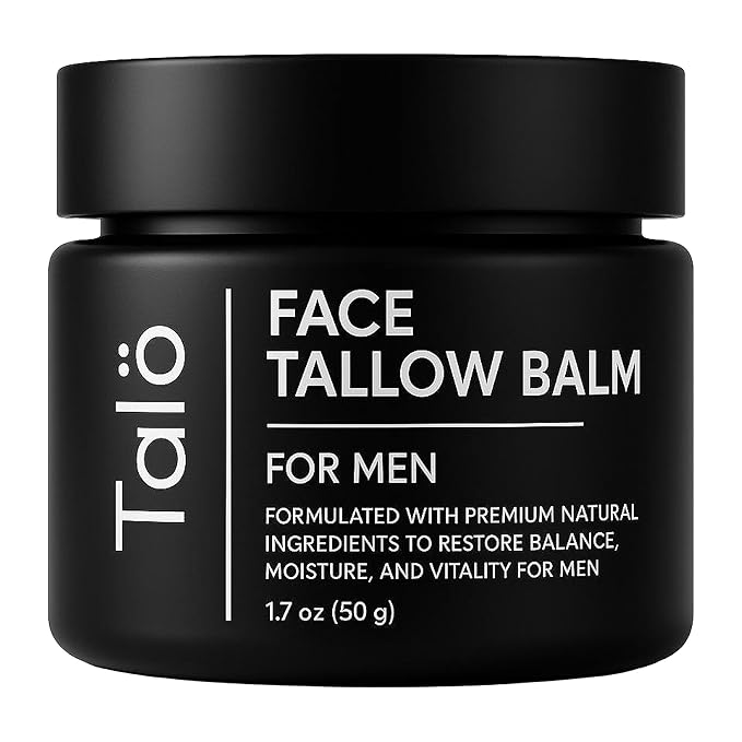 Talö Beef Tallow Moisturizer for Men | Natural Grass Fed Beef Tallow for Face | Rich in Vitamins w/No Fillers & Synthetics | Anti-Aging Face Cream for Dry & Sensitive Skin | 1.7fl. oz jar