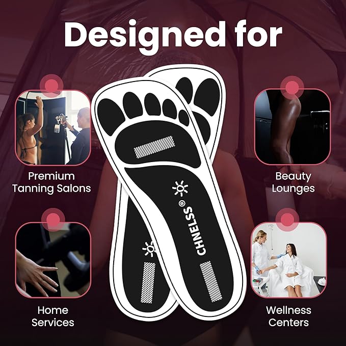 CHNELSS Black 60Pairs(120Feet)Disposable Spray Tanning Feet Pads for Hygienic Foot Protectors, Comfortable & Non-Slip, One Size, Medium Deep Skin Tone