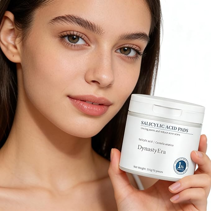 1% Salicylic Acid Pads for Face & Body – Exfoliating Toner Pads with Centella Asiatica, Hyaluronic Acid & Probiotics – Gentle Pore Clearing, Blackhead Removal, Skin Texture Refinement – 70 Count