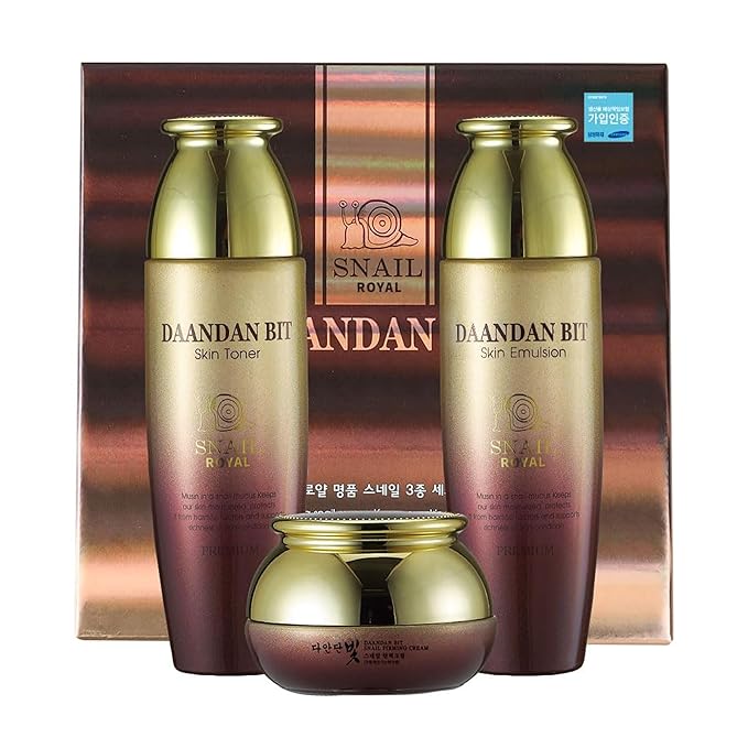 Jigott - Daandan Bit Royal Premium Snail 3 Set, Snail Skin Toner 150ml, Snail Skin Emulsion 150ml, Snail Firming Cream 50ml, Snail Skin Toner Sample 30ml, Snail Skin Emulsion 30ml