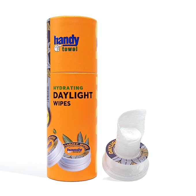 Handy Towel Daylight Facial Care Wipes, Pore Cleansing Wipes for Radiant Healthy Skin, Hyaluronic Acid Face Care Wipes, Moisturizing Daily Skin Care Towelettes, Nourishing Skin Care Wipes, 8 Count