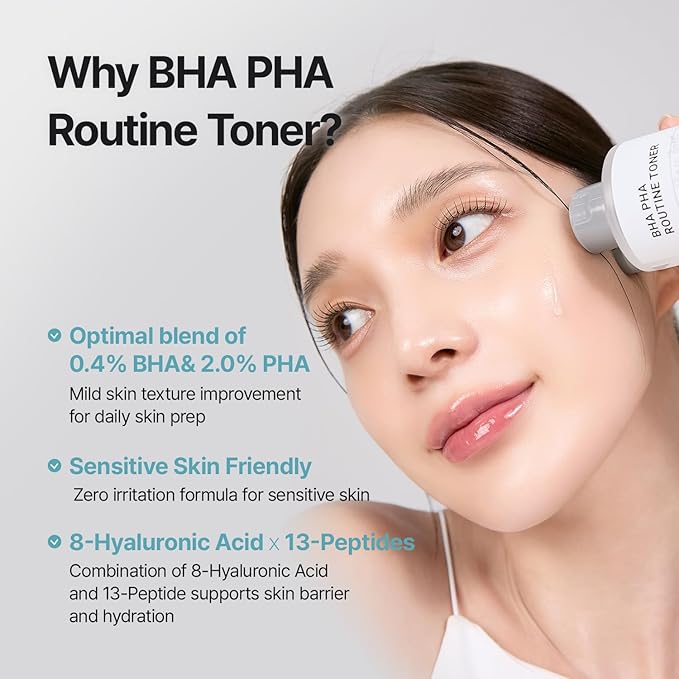 MEDITHERAPY BHA PHA Routine Toner – Gentle Daily Exfoliating with 2% PHA & 0.49% BHA, Hydrating Water Toner for Smooth Texture, Clear Pores & Better Absorption, Fragrance-Free