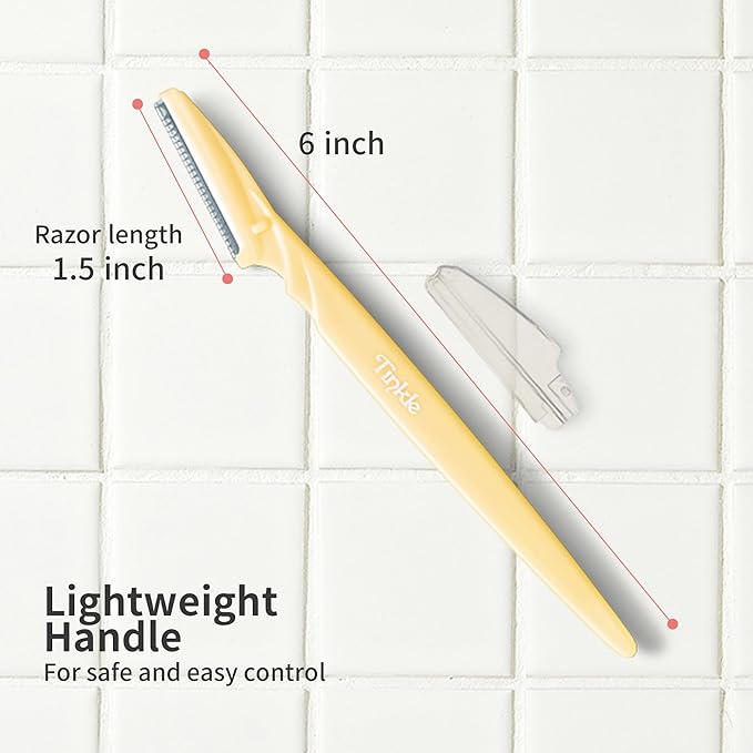 Tinkle Dermaplaning Tool 6ct, Dermaplane Razor for Women, Safe and Easy Peach Fuzz Remover, Eyebrow Trimmer with Protective Cover, Stocking Stuffers