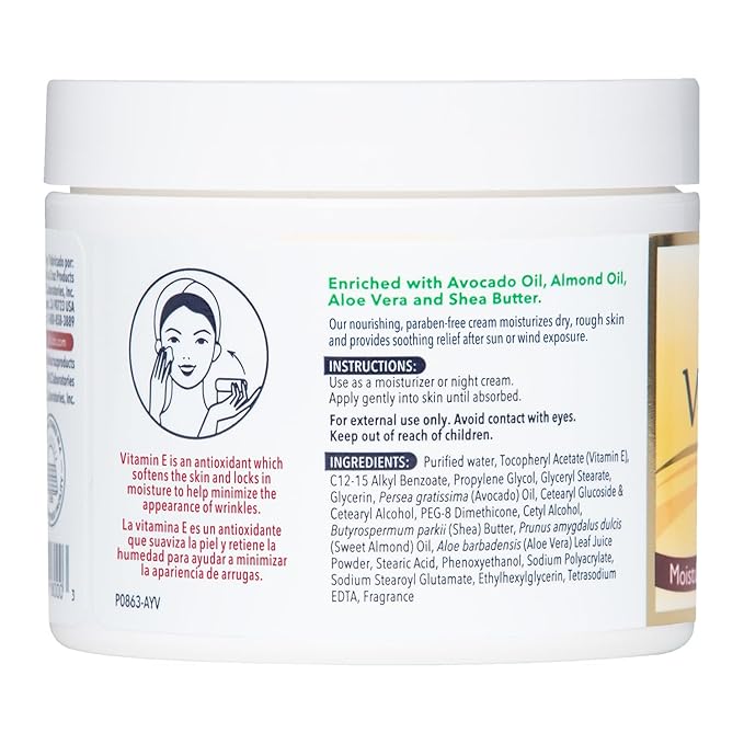 De La Cruz Vitamin E Cream Moisturizer for Face and Neck - Moisturizing Skin Care for All Skin Types - Made in USA - 4 OZ. (6 Pack)