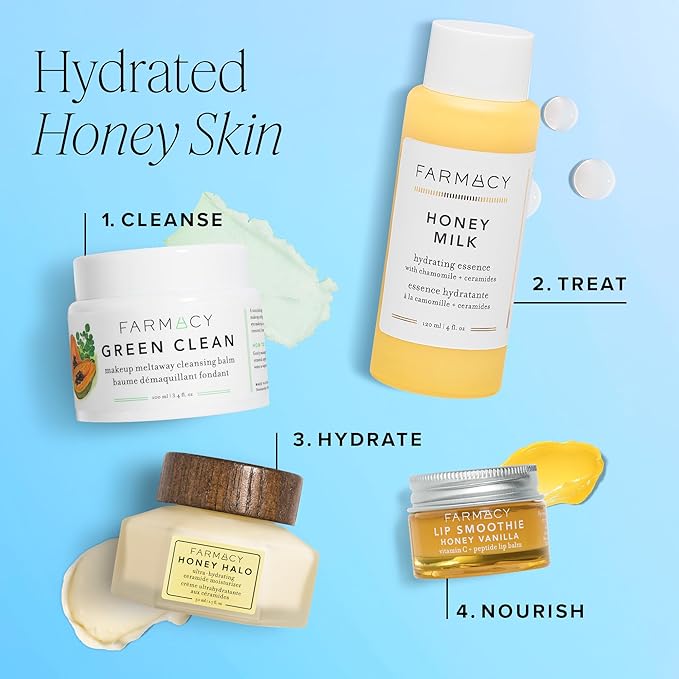 Farmacy Ceramide Face Moisturizer - Honey Halo Ultra Hydrating Facial Moisturizer with Buckwheat Honey + Ceramides - Helps Restore Barrier + Replenish Dryness - Plumping Skin Care for Dry Skin (15ml)