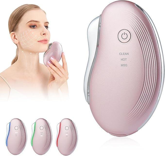 IeBilif Heat Electric Gua Sha Tool, Face Massager 4-in-1 Multiple Function Gua Sha Electric Massager for The Face and Neck