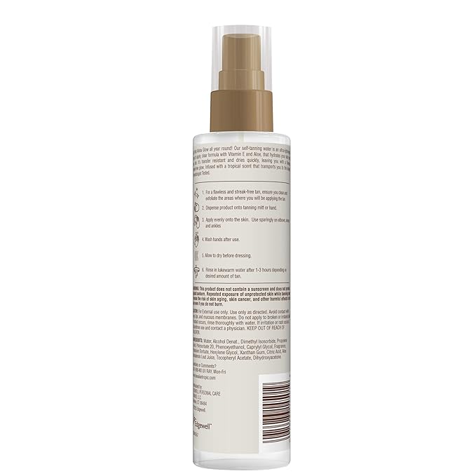 Hawaiian Tropic Aloha Glow Self Tanning Water, 6.4oz, Self Tanner Spray Tan, Fake Tan, Self Tan Water, Sunless Tanner, Self Tanning Spray Body Bronzer, Deep Bronze Tan Self Tanning Mist, 6.4oz