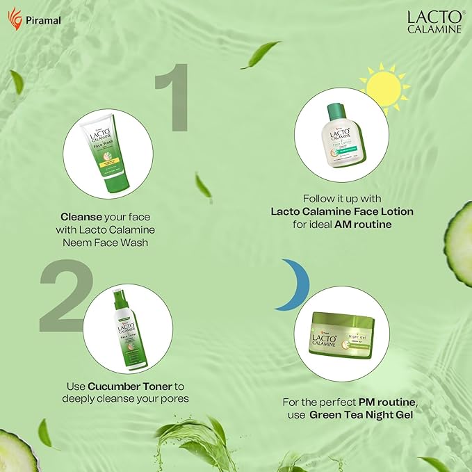Lact'o Calamin'e Face Toner with Cucumber | 120ml | Deep Pore Cleansing | Open Pores Tightening with Green Tea & 2% Niacinamide for Cool & Hydrated Skin | No Sulphate, No Alcohol, No Parabens
