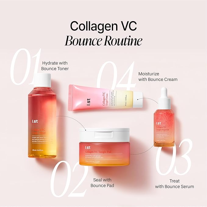 I.st Collagen VC Bounce Pad, Makeup Ready Toner Pads, Vitamin Pore Refining Korean Skin Care Toner for Face, Daily Hydrating Soft Round Gel Mask for Sensitive Skin, Gifts for Women, 70 Count