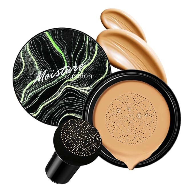 Mushroom Head Air Cushion CC Cream - BB Cream Face Makeup for Mature Skin, Moisturizing Cover Balm Foundation & Long-Lasting Color Correcting Concealer, Even Skin Tone for All Skin (Buff Beige)