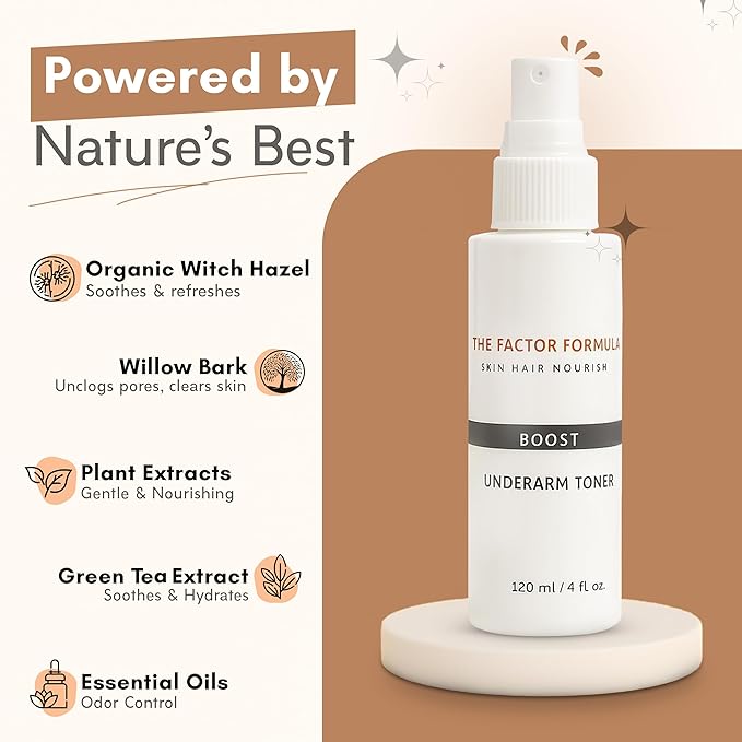 Underarm Toner, Natural Deodorant Primer, 12-Hour Odor Control, Skin Evening & Soothing Formula, Sensitive Skin Friendly