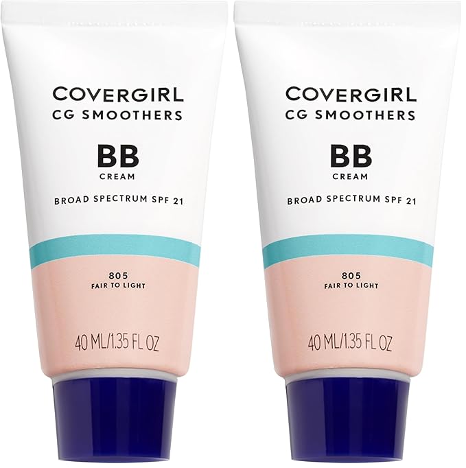 COVERGIRL Smoothers Lightweight BB Cream,Fair to Light 805,1.35 oz (Packaging May Vary) Lightweight Hydrating 10-In-1 Skin Enhancer with SPF 21 UV Protection,(Pack of 2)