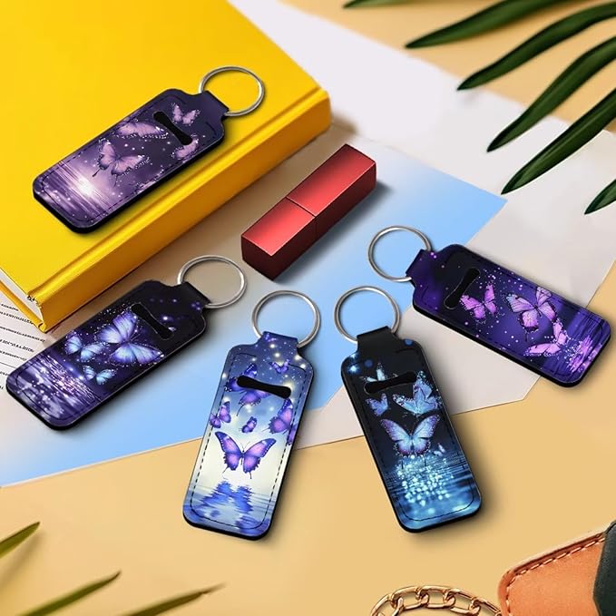 Pensura Chapstick Holder Keychain Fashion 5 Pcs Car Keychain Holder Portable Chapstick Holder Keep from Scratched and Dust